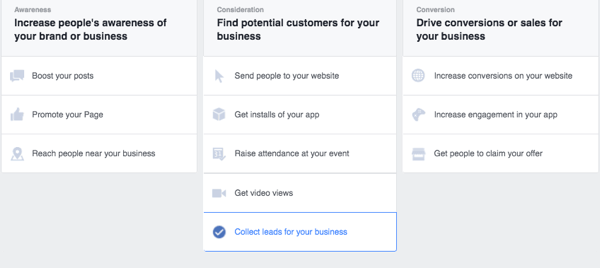 facebook yayınlama araçları potansiyel müşteri formları