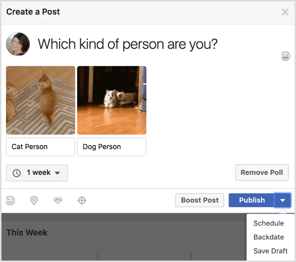 Facebook gif anket gönderisi yayınla