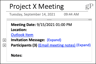 Mac'te OneNote'ta toplantı ayrıntıları