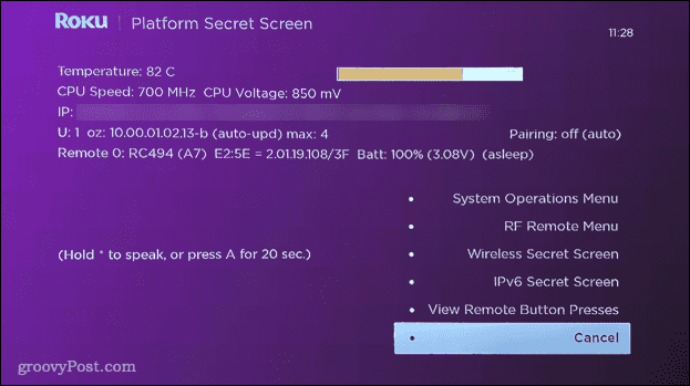 roku platformu menüsü