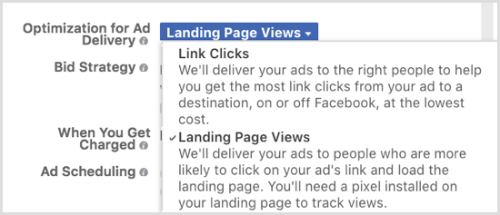 Açılış Sayfası Görüntülemeleri için Facebook reklam dağıtımınızı optimize edin.