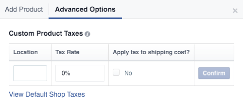 facebook mağazası özel ürün vergileri