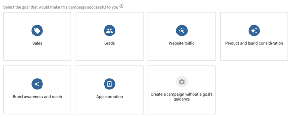 Bir YouTube reklam kampanyası nasıl oluşturulur, 4. adım, bir YouTube reklam hedefi seçin, kampanya hedefi seçenekleri