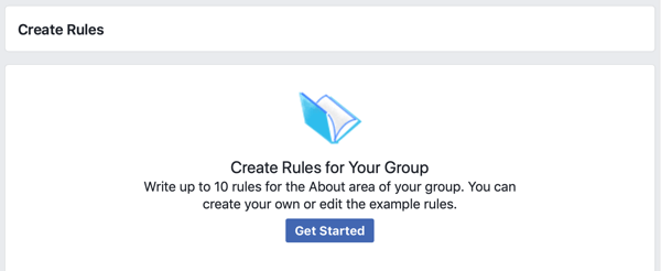 Facebook grup topluluğunuzu nasıl geliştirirsiniz, grubunuz için kurallar oluşturmaya başlamak için Facebook seçeneği