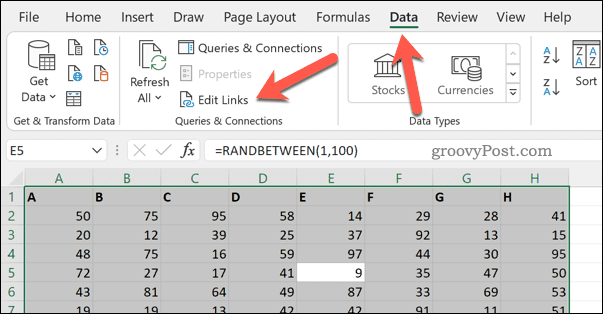 Excel'de bağlantıları düzenleme