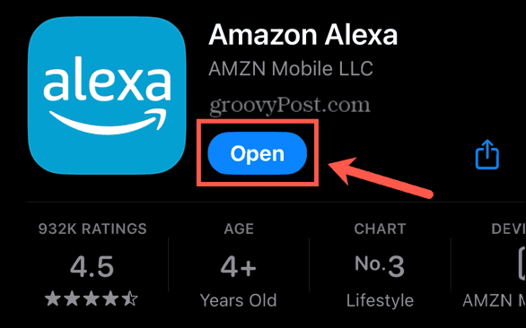 alexa uygulamasını açma düğmesi