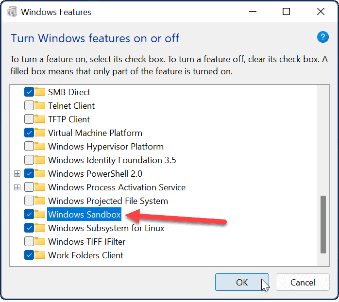 Windows korumalı alan pencerelerini etkinleştir 11