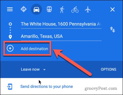 Google Haritalar Hedef Ekle düğmesi