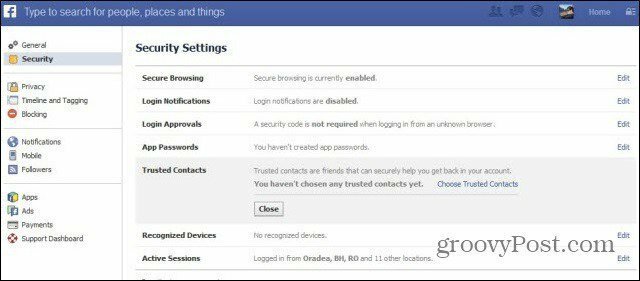 facebook güvenlik ayarları