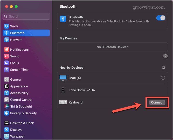 mac connect bluetooth klavye