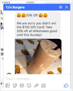 Facebook Messenger teklif örneği