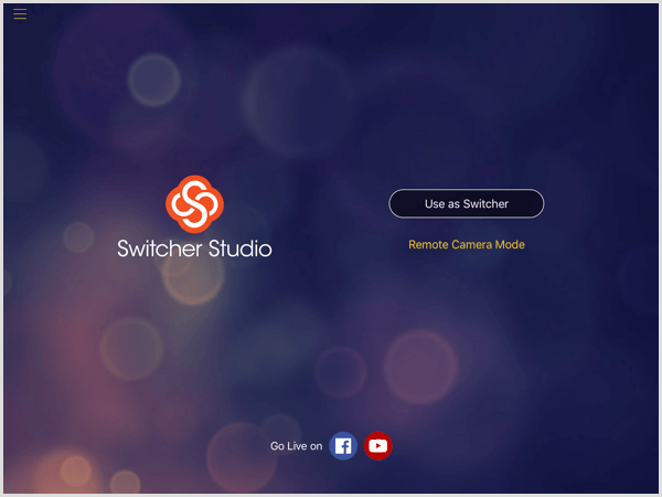 switcher studio ana ekranı iOS