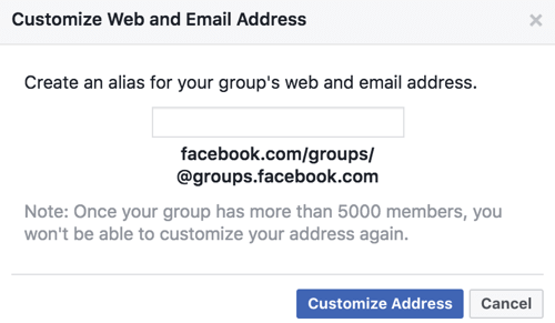Facebook grubunuz için özel bir URL ve e-posta adresi alın.