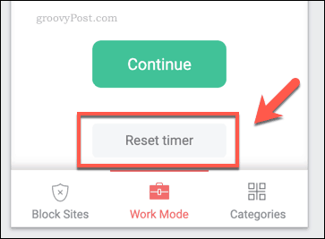 BlockSite çalışma zamanlayıcısını sıfırlama