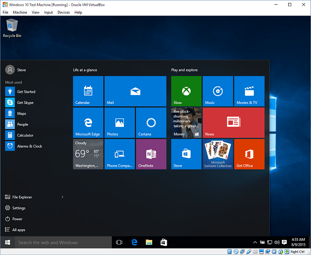 14 VirtualBox'ta Windows 10