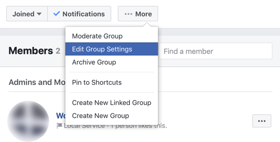 Facebook grup topluluğunuzu nasıl geliştirebilirsiniz, Facebook grup ayarlarını düzenlemek için menü seçeneği