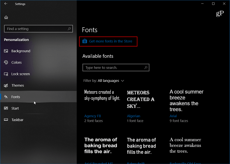Windows 10-font-ayarları