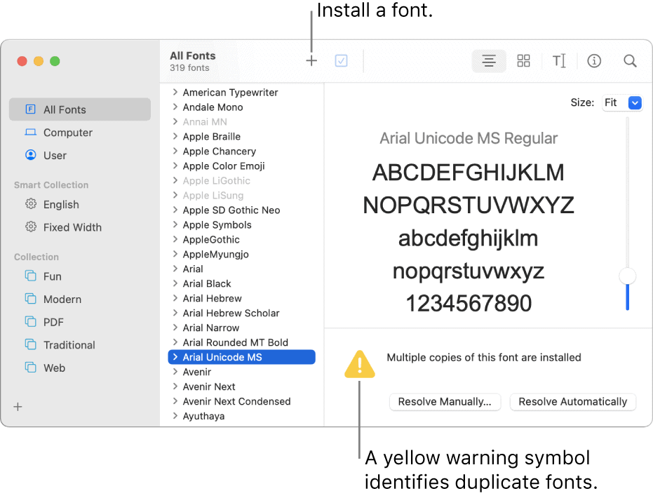 Mac sarı yazı tipi uyarısı