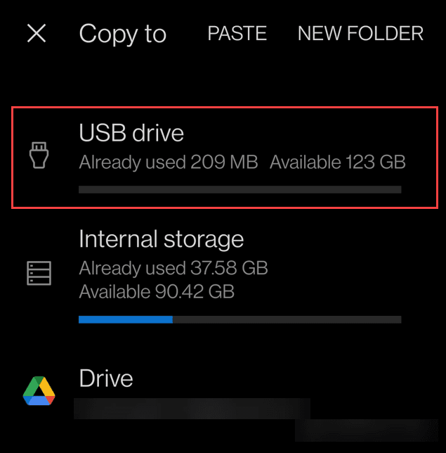 Fotoğrafları Android'den USB Sürücüye Aktarın