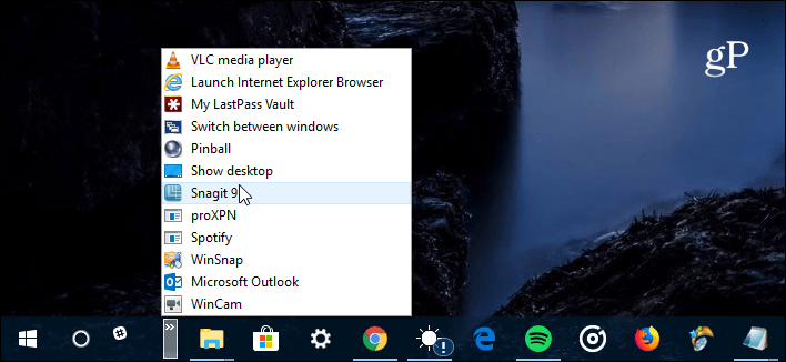 Hızlı Başlat Çubuğu Windows 10
