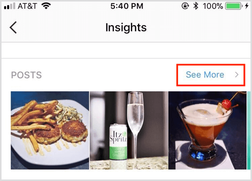 Instagram Insights gönderileri Daha Fazlasını Gör