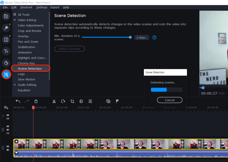 Movavi Video Editor Plus'ta Sahne Algılama özelliğine erişin