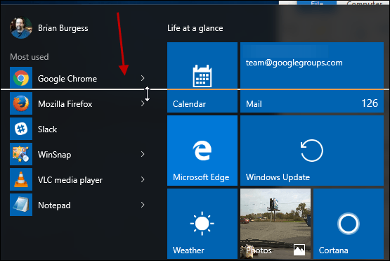 Windows 10 Başlat menüsünü yeniden boyutlandırma