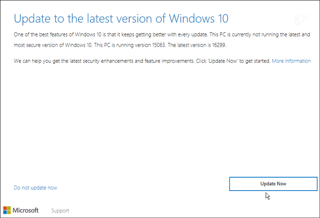 güncelleme yardımcısı Windows 10