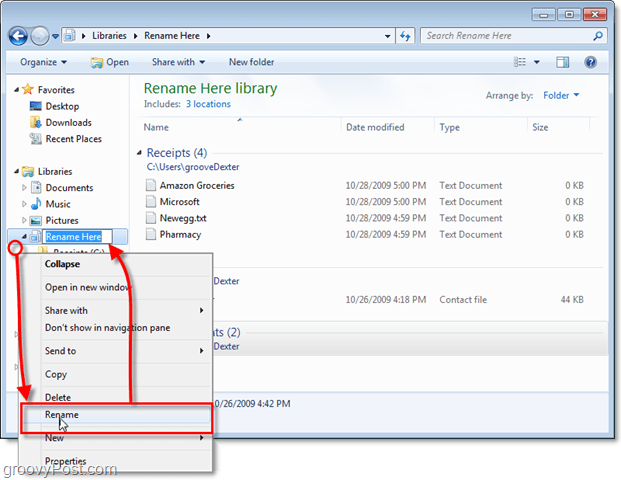 Windows 7'de bir kütüphane nasıl yeniden adlandırılır