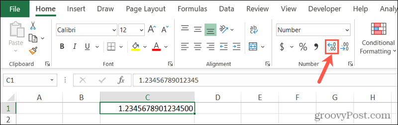 Ondalık Artır Düğmesiyle Excel Yuvarlama Numaralarını Durdurun