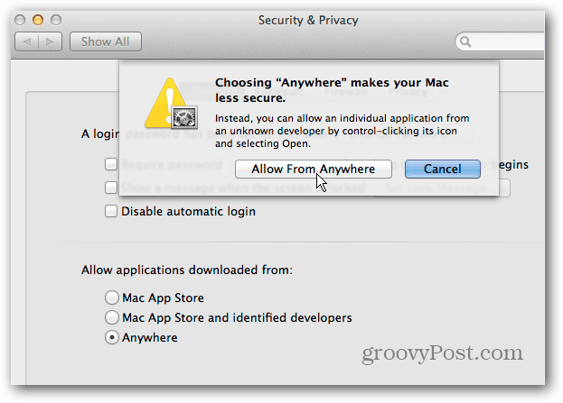 OS X Mountain Lion Gatekeeper Güvenliğini Kapat
