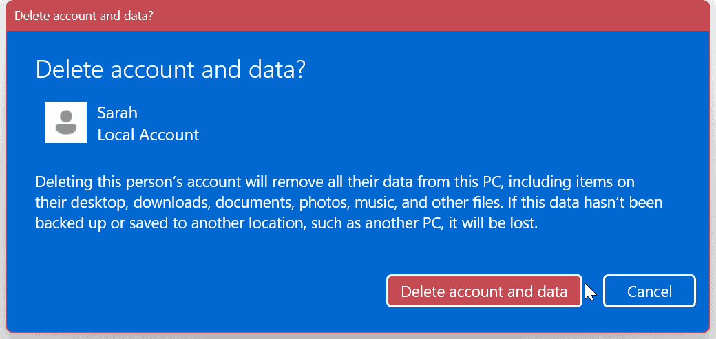 Windows 11'de Kullanıcı Hesabı Silme