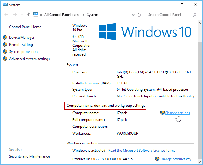 Ayarları Değiştir Windows 10 Denetim Masası