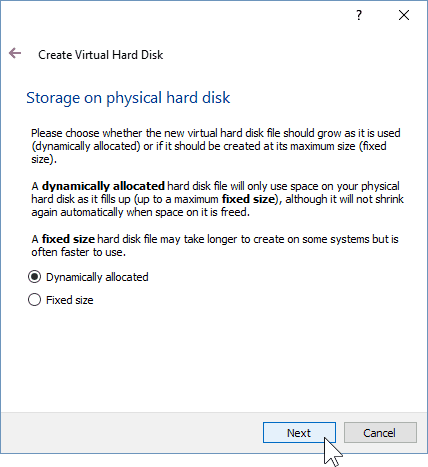 06 VM için Depolama Türünü Belirleme (Windows 10 Yükleme)