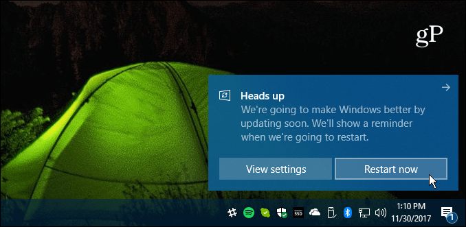Gerekli Windows 10 Toplu Güncelleştirmesini Yeniden Başlatma
