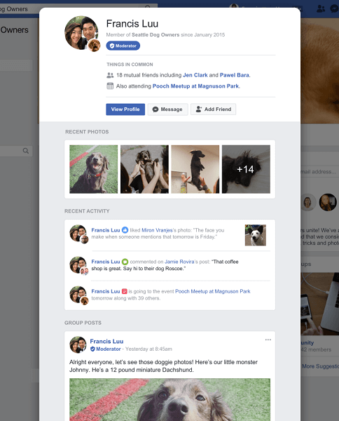 Facebook, gruplar içindeki toplulukları güçlendirmeye yardımcı olmak için gruba özgü ayrıntıları içeren üye profillerini resmi olarak kullanıma sundu.