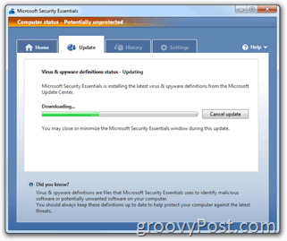 Microsoft Security Essentials İmza Güncelleştirmesi