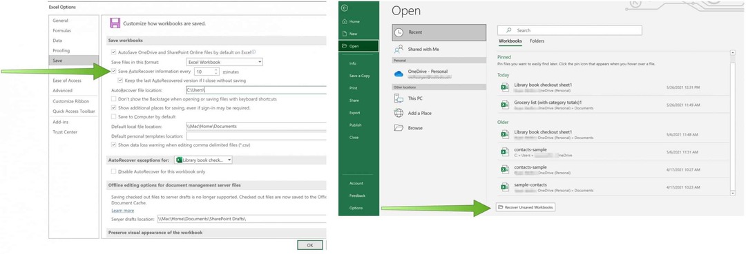 Excel Dosyalarını Excel'de OneDrive Otomatik Kurtarma'ya Kaydetme