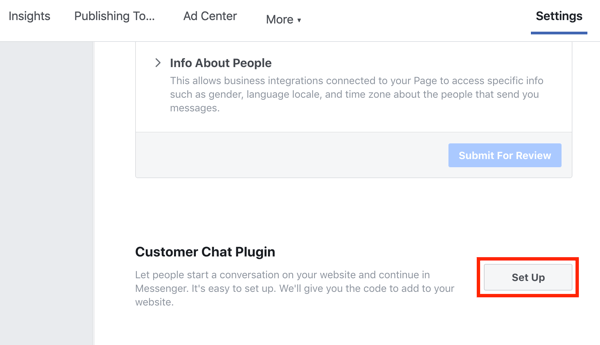 Google Etiket Yöneticisi'ni Facebook ile kullanın, 9. adım, Facebook Müşteri Sohbeti eklentinizi kurun