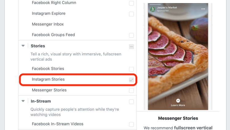 Instagram Hikayeleri yerleştirme seçeneği