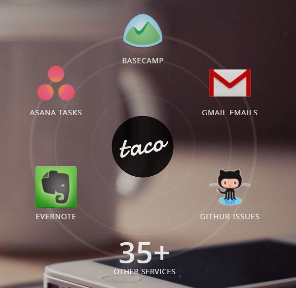 Tüm hizmetlerinizi Taco uygulamasına bağlayın.