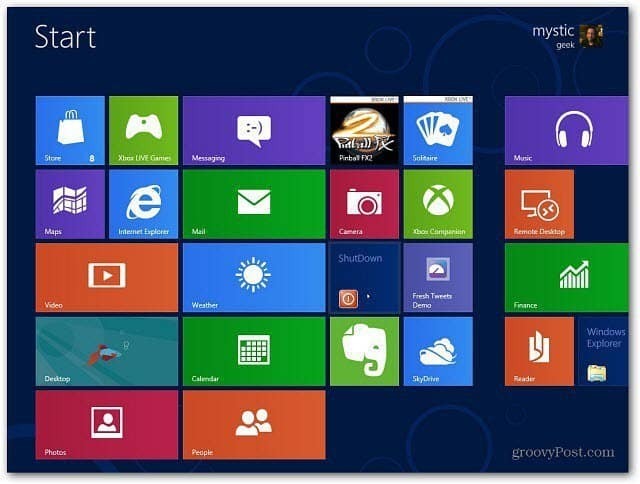Windows 8 Başlangıç ​​Ekranı Kapatma Döşemesi Oluşturma