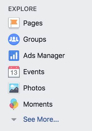 Facebook Gruplarına Facebook kişisel profilinizin Keşfet bölümünden erişin.