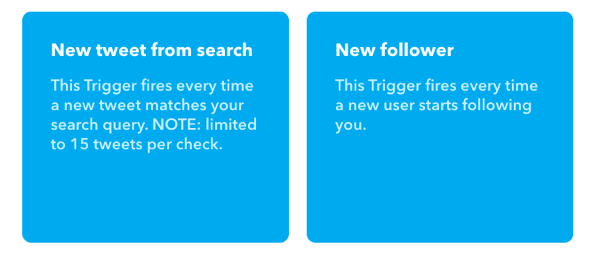 IFTTT uygulamanızın tetikleyicisi için Aramadan Yeni Tweet'i seçin.