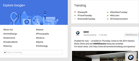 google + 'da trend olan hashtag'ler