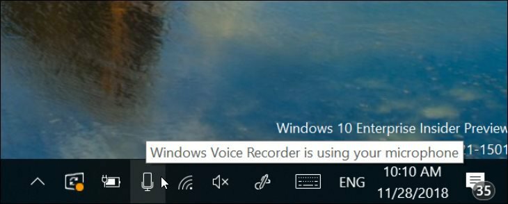 Windows 10 19H1 Yeni Mikrofon Bildirimi