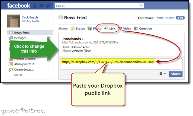 Facebook + Dropbox: Facebook Duvarınızda Ücretsiz MP3 Akışı