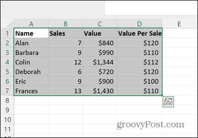 seçilen tüm hücreleri excel