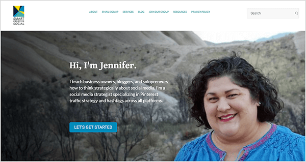 Bu, Jennifer Priest’in sosyal medya ajansı Smart Creative Social’ın web sitesinin ekran görüntüsüdür.
