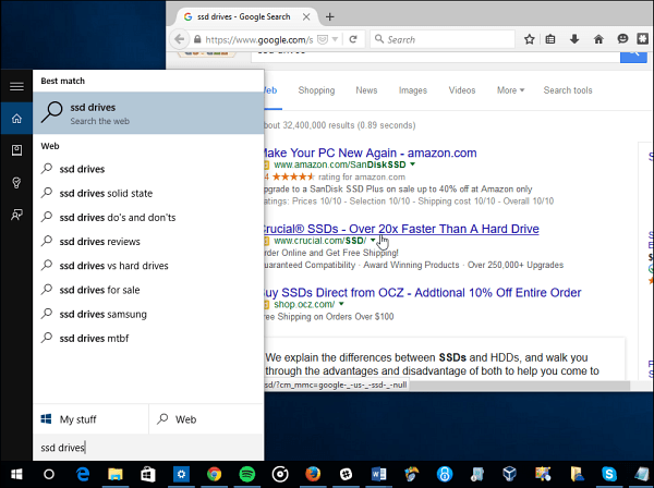 Firefox Google Cortana Varsayılan Windows 10